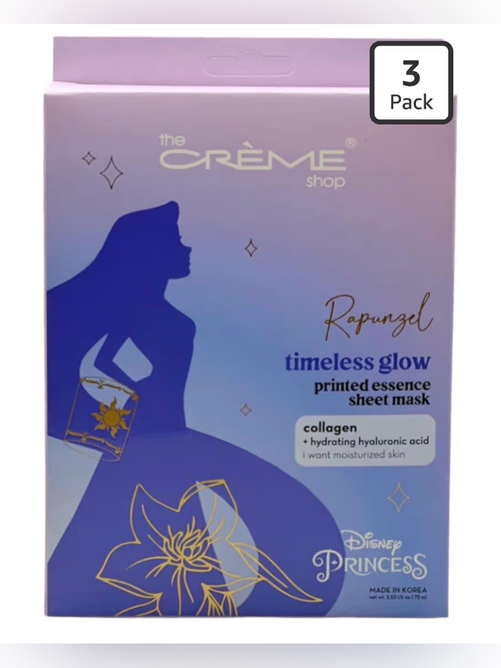 5/$35 NIB The Crème Shop Rapunzel Timeless Glow Sheet Mask - Purple (3 Pack)